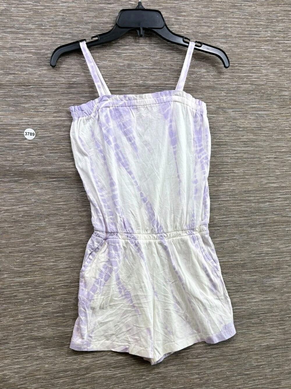 Gap Kids Romper Girls Size 10 White Purple Tie Dye Jersey Elastic Waist NEW